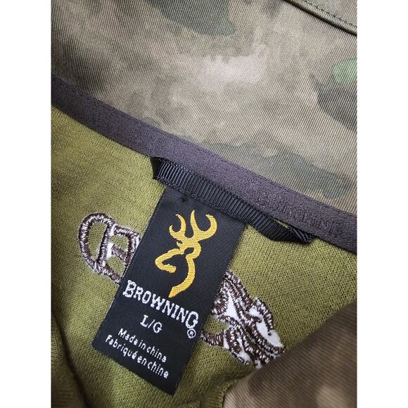 Browning Sweater Pullover Mens Large Camo Wool Blend Speed Thumbholes Hunting - Picture 8 of 9